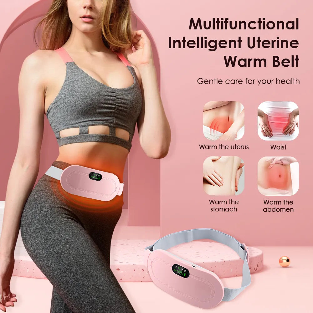 Vibrating Fast Heating Belt for Menstrual with 3 Heat Levels and 4 Vibration Massage Modes Colic Relief Pain Waist Stomach Abdominal Back or Belly Pain Relief for Women